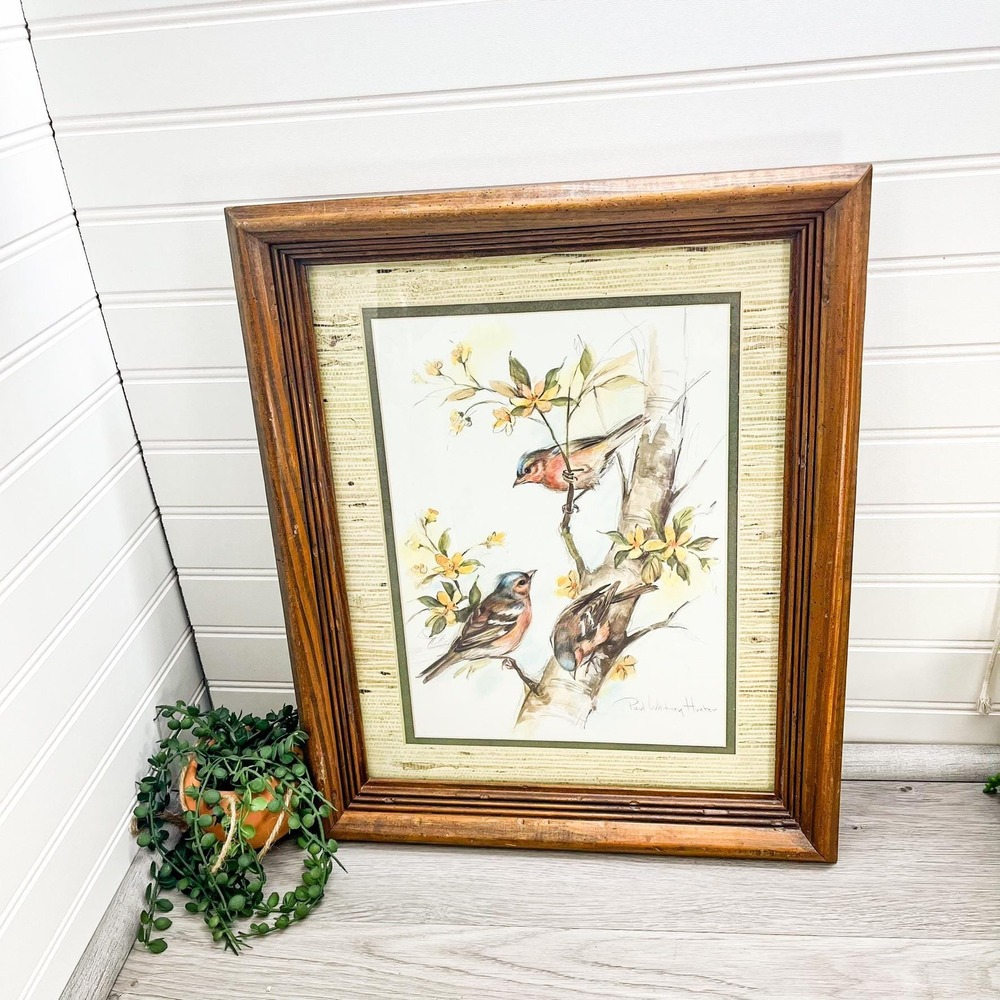 Vintage Bird Painting Print by Paul Whitney Hunter in Wooden Frame - Picture 6 of 8